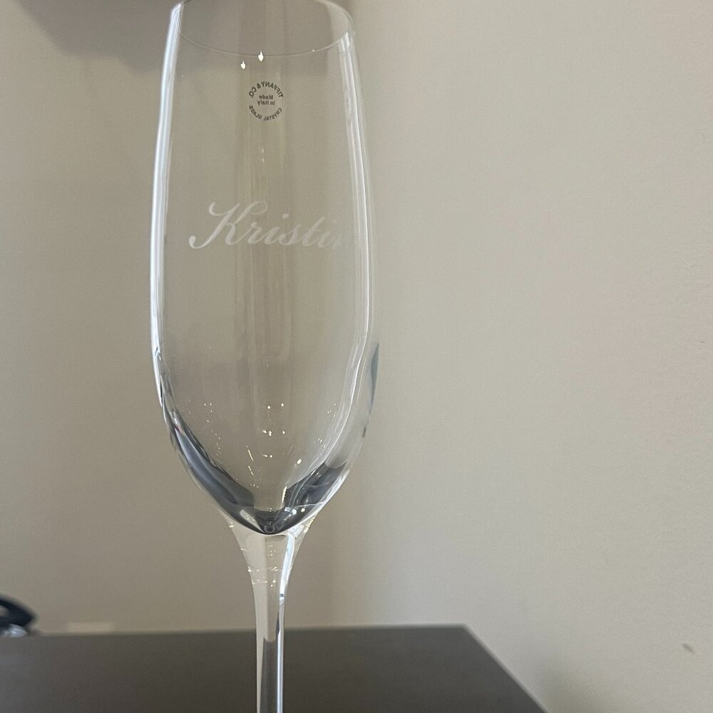 Tiffany Champagne Flute X1 Crystal Glass: Engraved "Kristin"